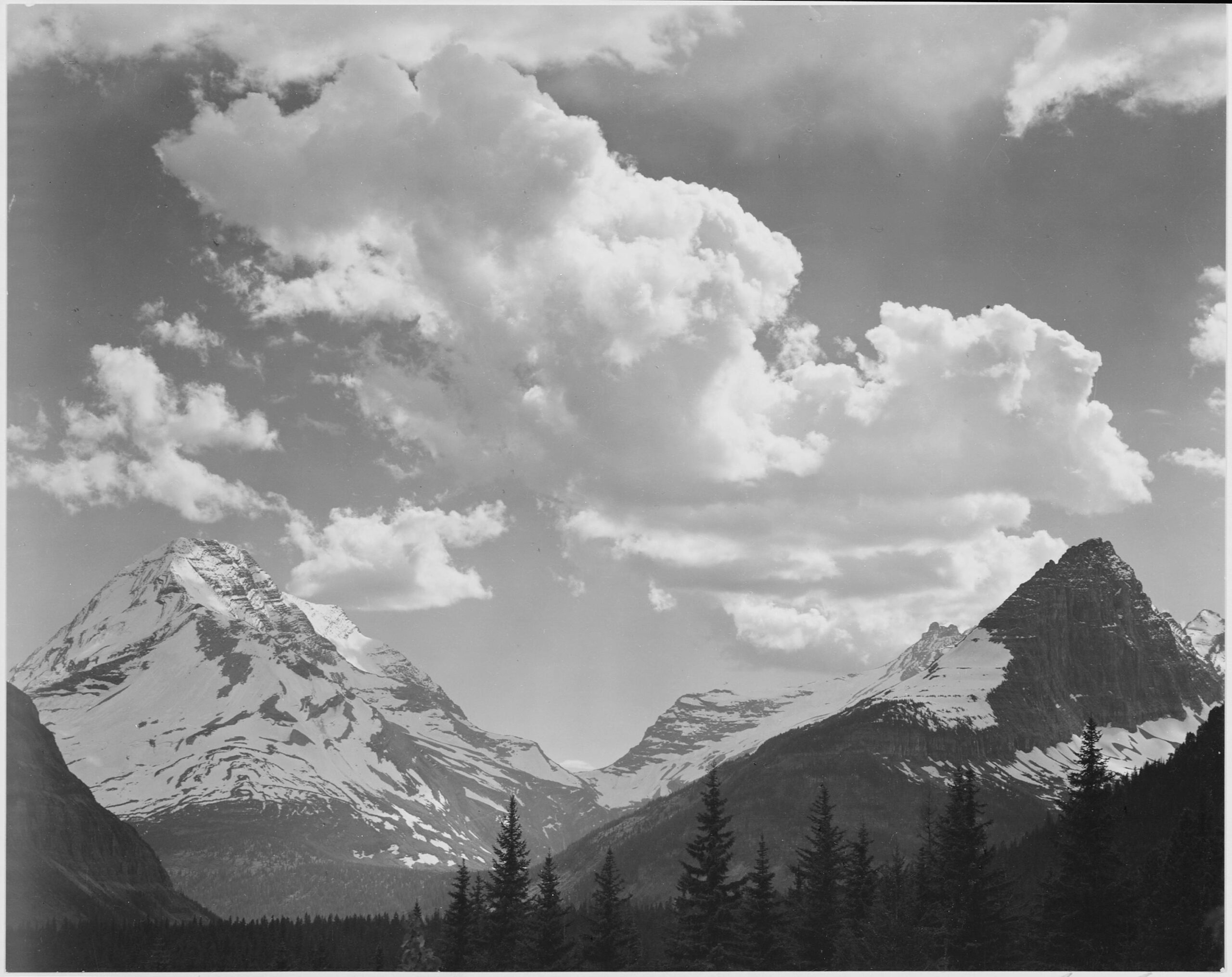 Black-and-white landscape photograph by Ansel Adams, U.S. National Archives.