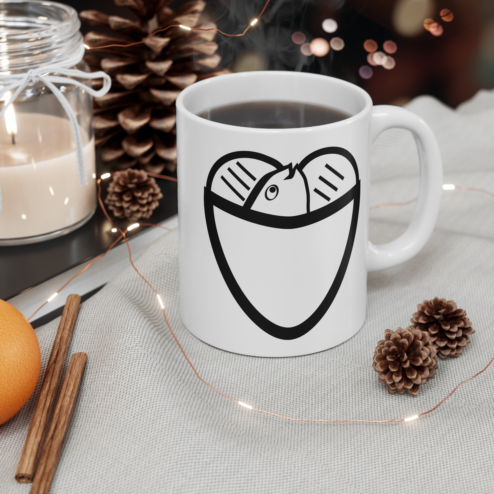 Loaves and Fish Christian coffee mug — John 6 faith-based morning devotional design